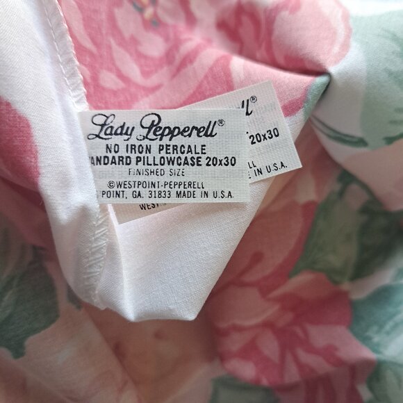 LADY PEPPERELL no iron percale TWIN size fitted flat pillowcase eyelet trim - Picture 8 of 10